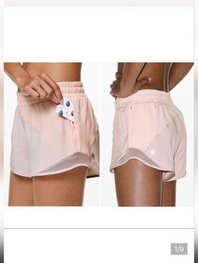 Lululemon Hotty Hot Short "Asym Butter Pink/Light Chrome/Light Chrome, Size 8
